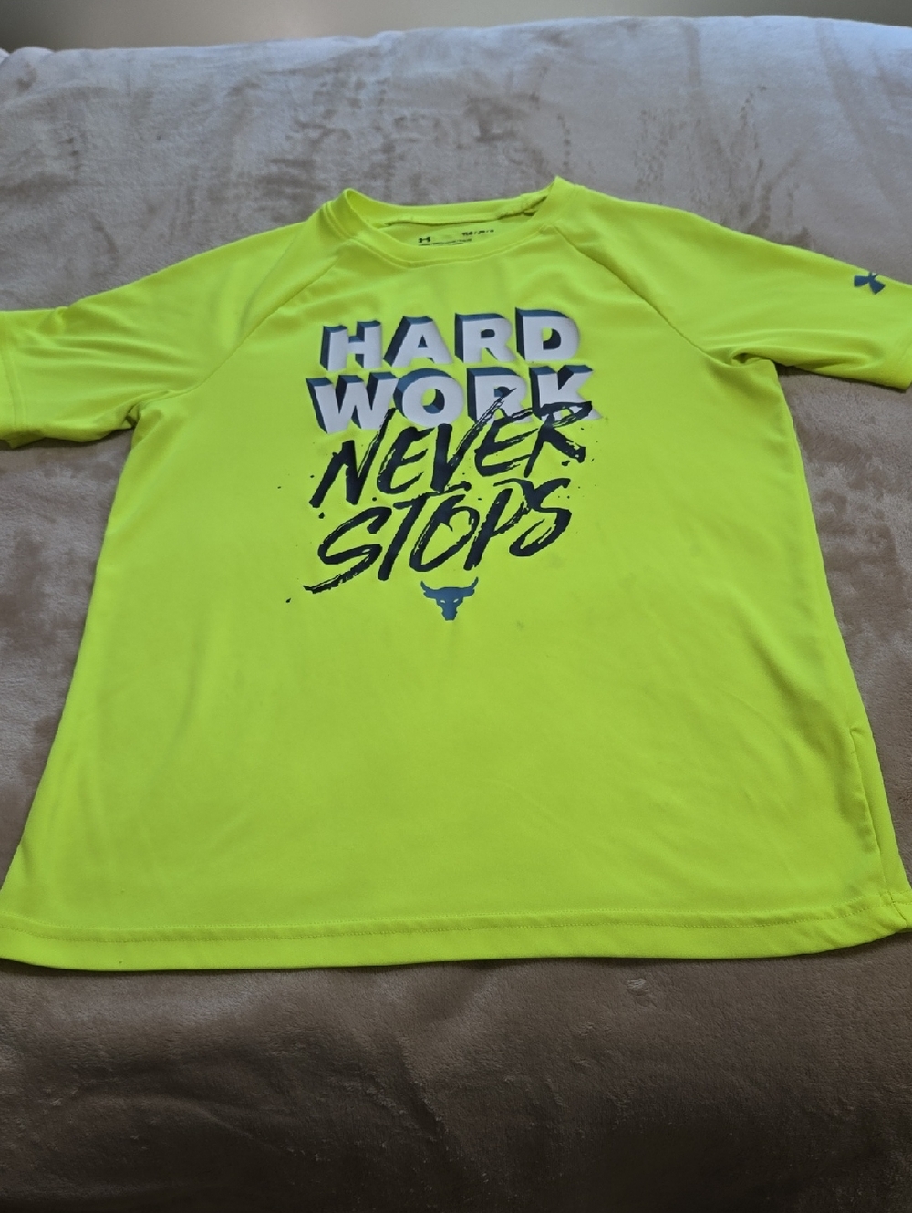 Under Armour Neon Yellow Boys' Graphic 'Hard Work Never Stops' Tee
